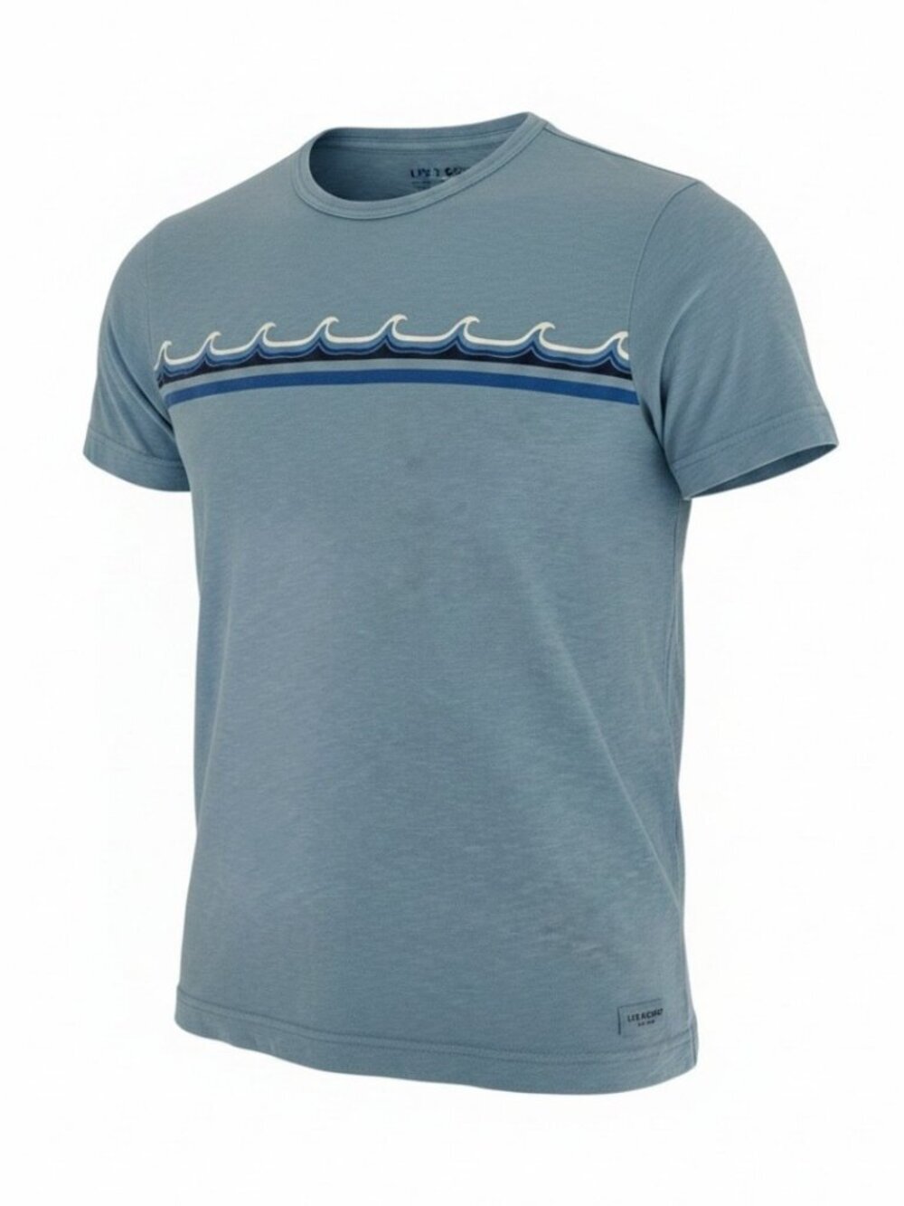 LIFE IS GOOD Blue Wave Graphic Short Sleeve Cotton T-Shirt Casual Beach Coastal